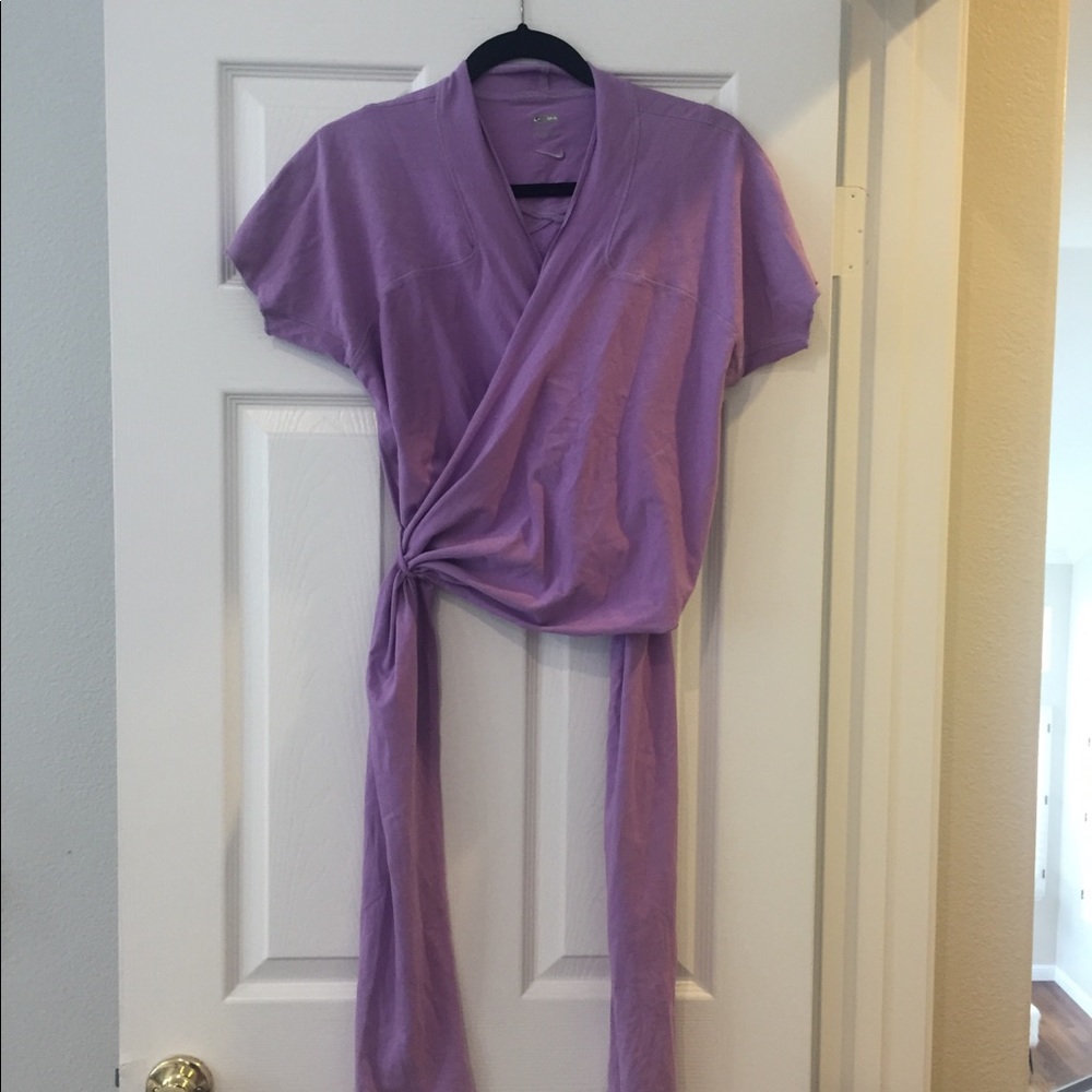 Nike yoga barre purple wrap top shirt small